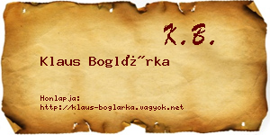 Klaus Boglárka névjegykártya